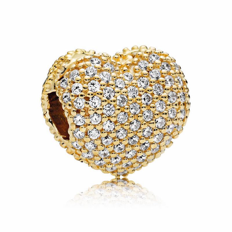 Pandora Shine™ Pave Open My Heart Clip Charm Ireland - 18ct Gold Plated/Cubic Zirconia - 597286CWX